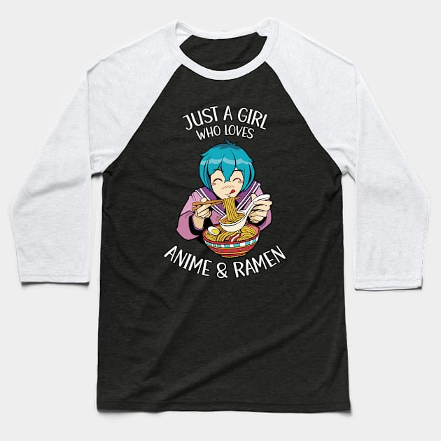 Just A Girl Who Loves Anime And Ramen Baseball T-Shirt by OnepixArt